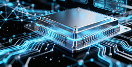 科技芯片电路板数字渲染图
