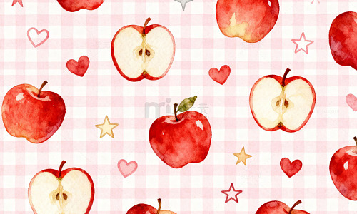 水彩苹果甜蜜图案背景设计素材