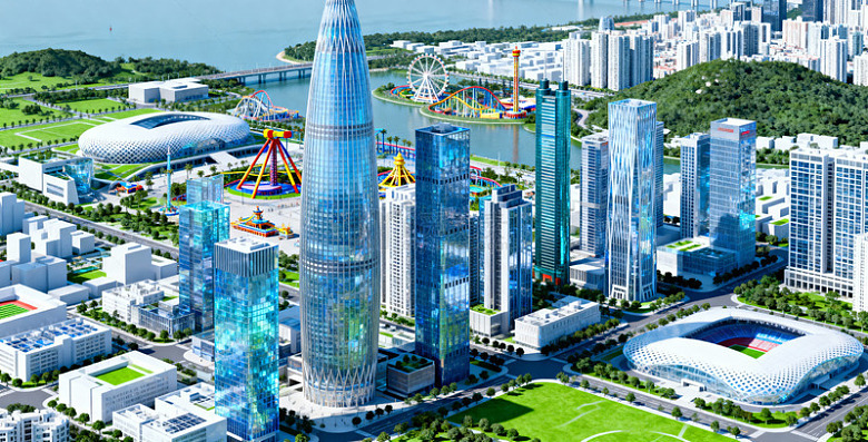 现代城市天际线建筑三维模型