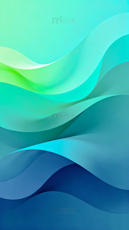 抽象波纹艺术蓝绿色调设计背景素材