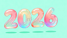 彩虹色2026新年数字设计素材