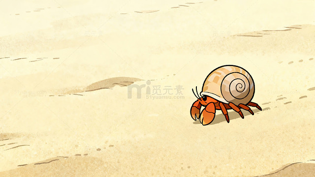 沙漠寄居蟹卡通插画