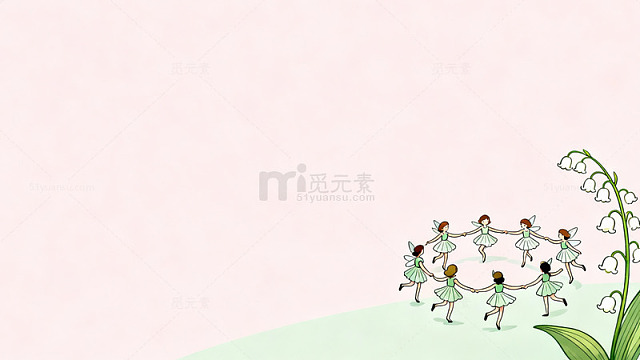 卡通风花园舞动小女孩插画