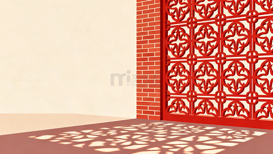 简约红砖雕花门墙面设计