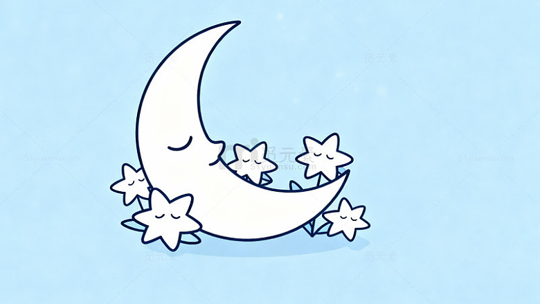 卡通月亮星星插画