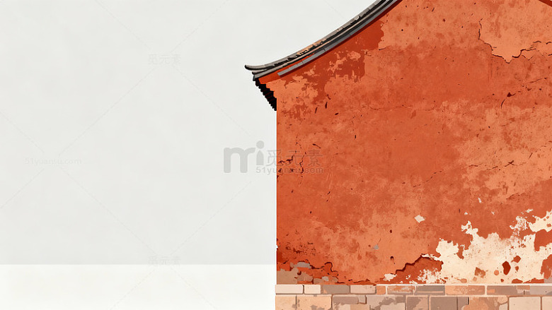 古风红墙瓦檐装饰画素材