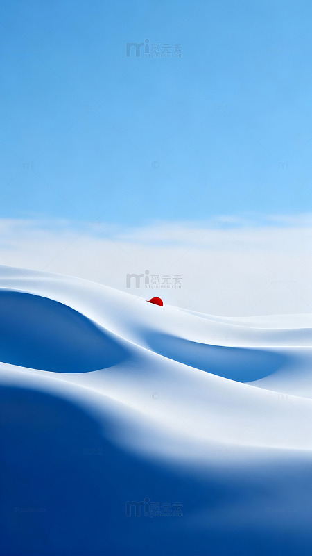 蓝白雪景红点艺术摄影
