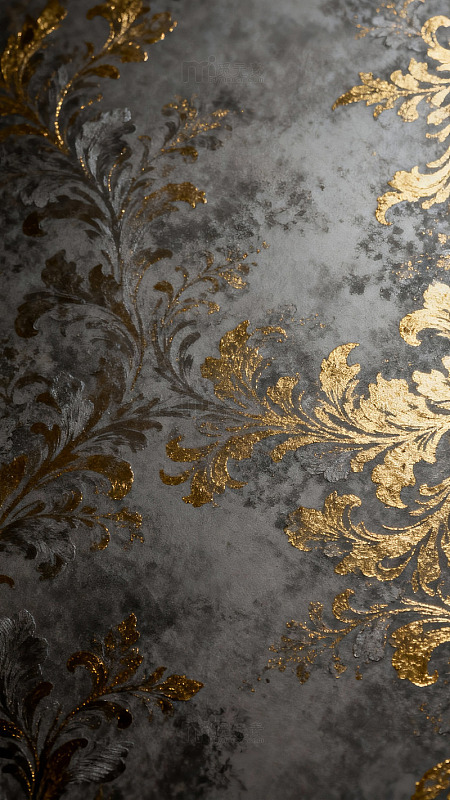 金色花纹暗灰色背景装饰设计