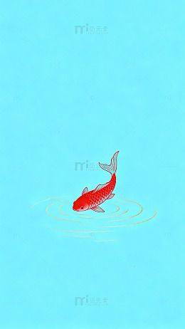 锦鲤游动插画