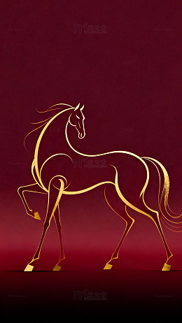 金色骏马线条艺术