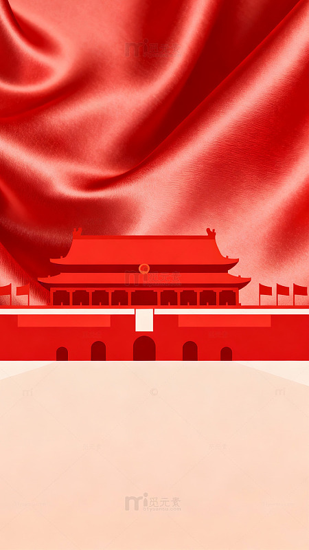 红旗飘扬天安门建筑图