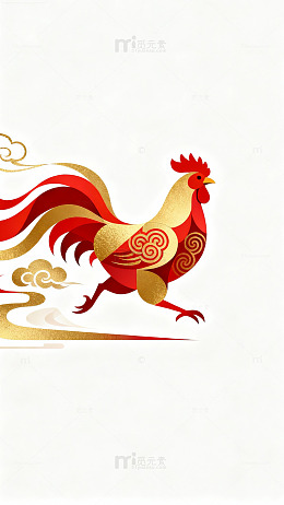 金鸡报晓艺术插画