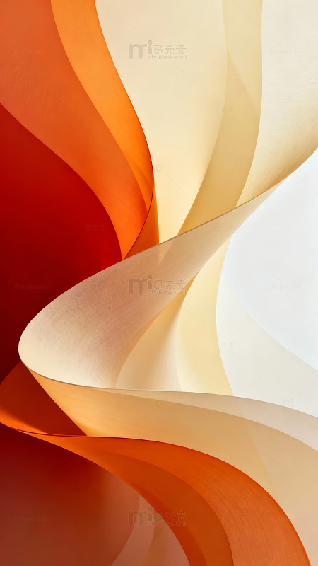 抽象艺术作品展示流畅曲线与温暖色调的渐变
