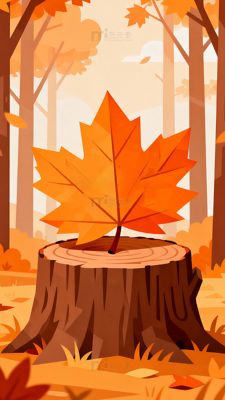 秋林枫叶插画设计素材