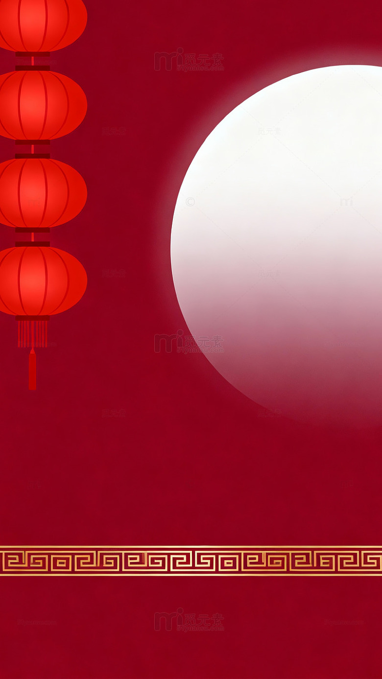 红灯笼满月中国传统节日