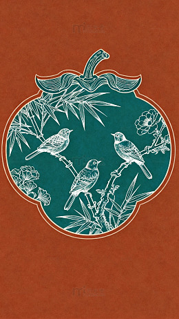 古典花鸟图案插画设计