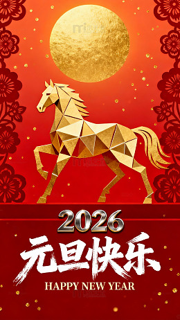 金马迎春新年贺卡