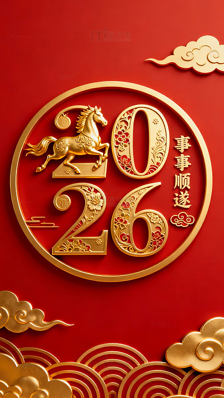 金色马年祝福艺术图片