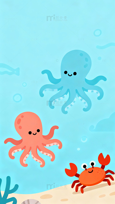 海洋动物卡通插画