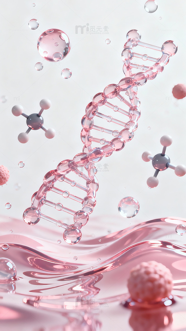 粉色调DNA分子科技感图片