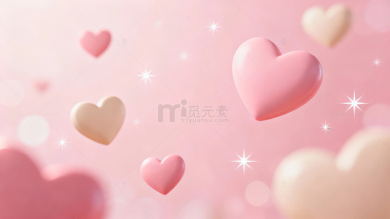 粉色背景上的立体爱心图案