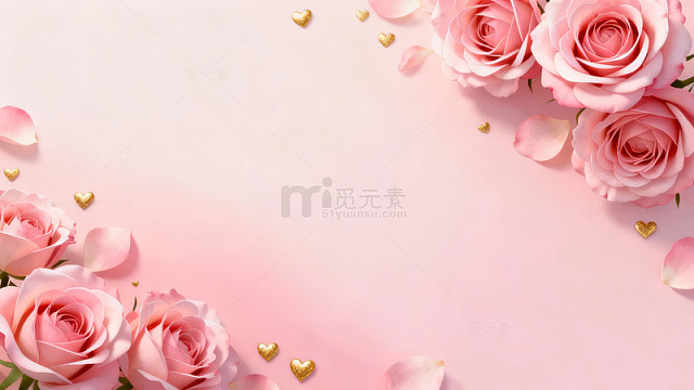 粉色玫瑰花瓣装饰背景