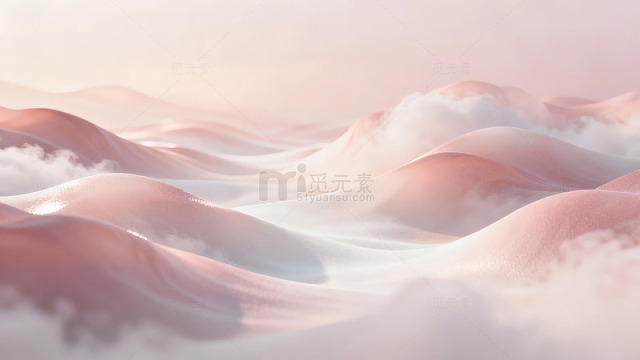 云海波浪般的粉色山峦