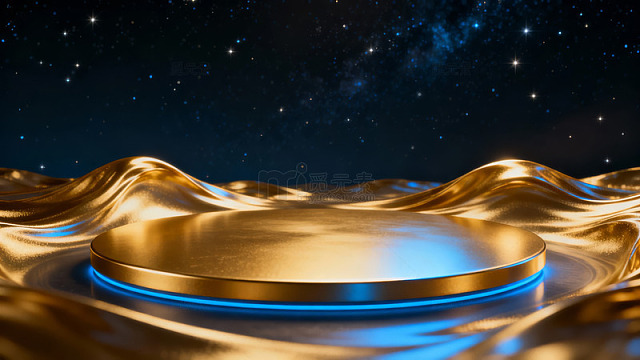 星空下金色波浪台图片
