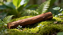 林间苔藓上的枯木图片