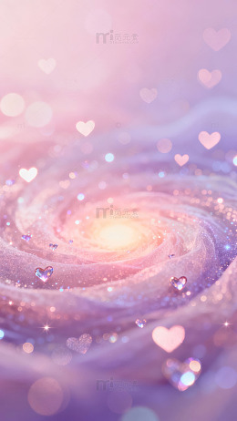 粉色星系与心形光斑图片