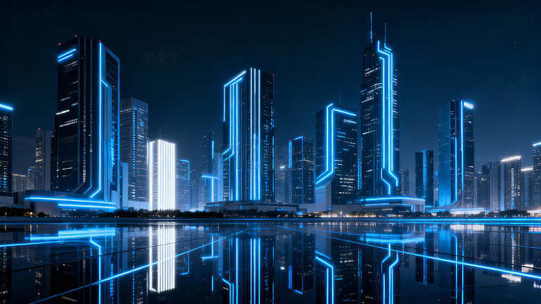 未来城市夜景高楼林立