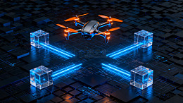 科技感无人机与立方体光效