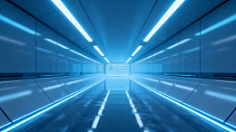 蓝色科技感走廊空间图片