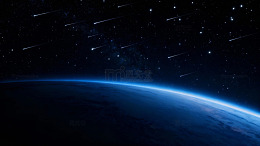 地球弧线与星空流星图片
