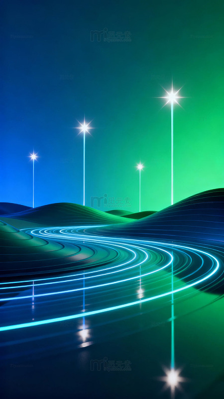 星光点缀的梦幻道路景观