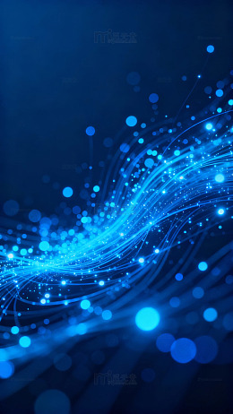 蓝色光波流动的抽象艺术图案