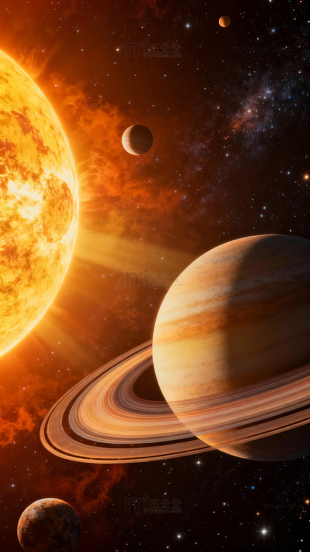 太阳与行星的宇宙景象