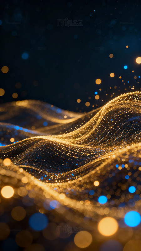 金色波浪光点背景图片