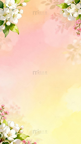 春日花枝点缀柔和渐变背景