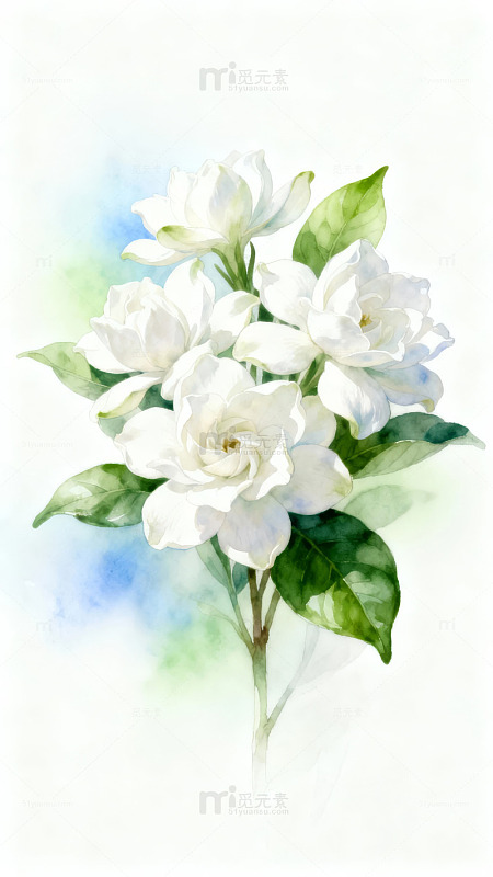 白色栀子花水彩画图片