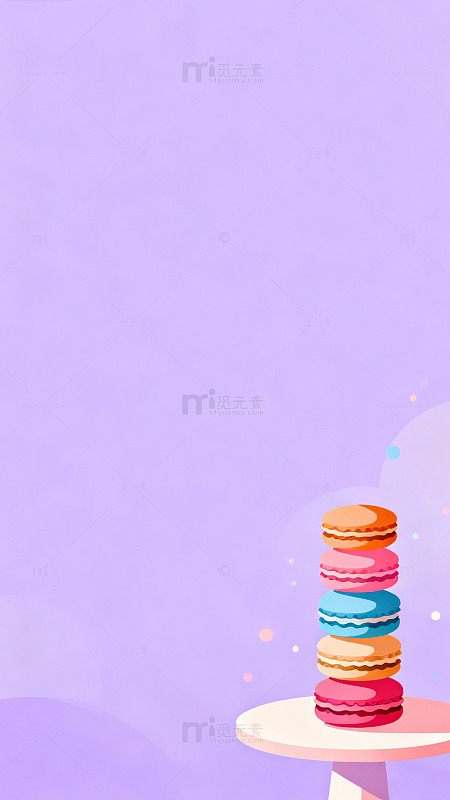 马卡龙彩虹甜品插画背景