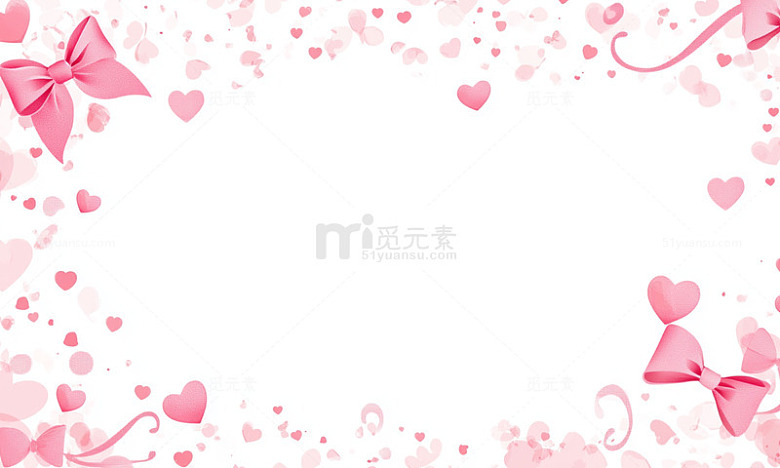 粉色心形蝴蝶结边框设计