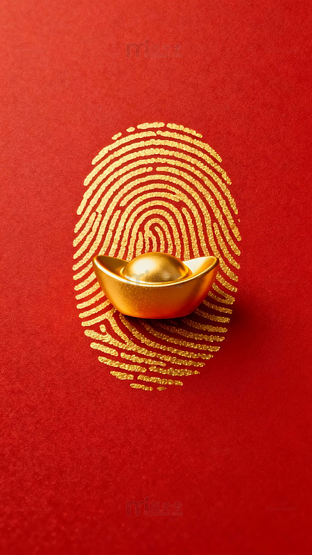 金元宝指纹喜庆创意摄影