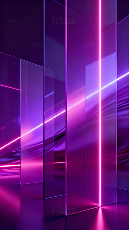 紫色霓虹光束交错的抽象场景