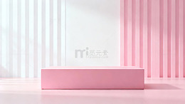 粉色条纹背景下的简约粉色展示台