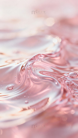 粉色液体波纹流动的细腻特写画面