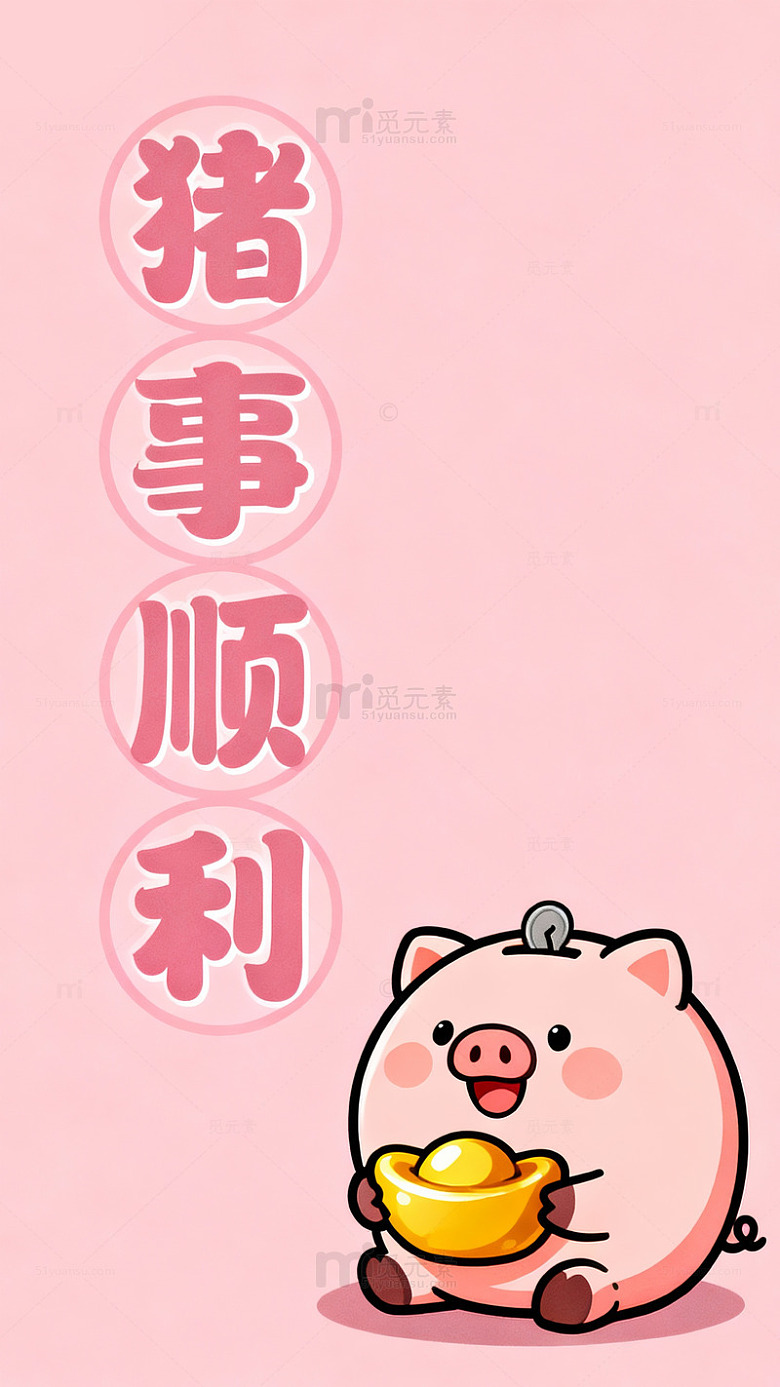 粉色小猪祝福图片