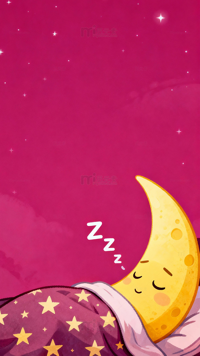卡通月亮睡眠插画01