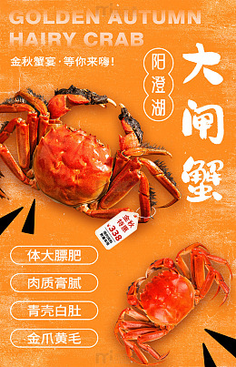 秋蟹盛宴宣传海报设计模板