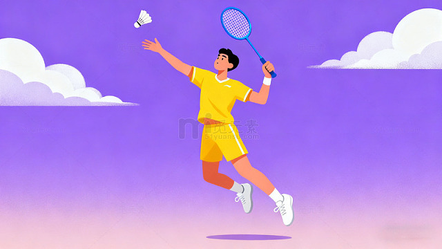 运动风格羽毛球运动员插画